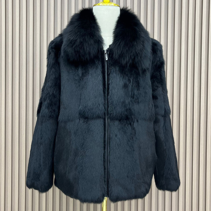 Men'S Fashion Zipper Jacket - Echte echte natuurlijke konijnenbontjas herenmode echte