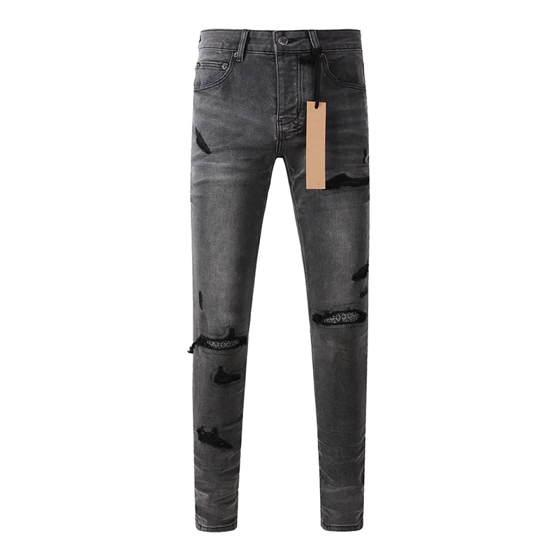 Skinny Jeans Ripped - Heren High Street Distressed Ash Grey