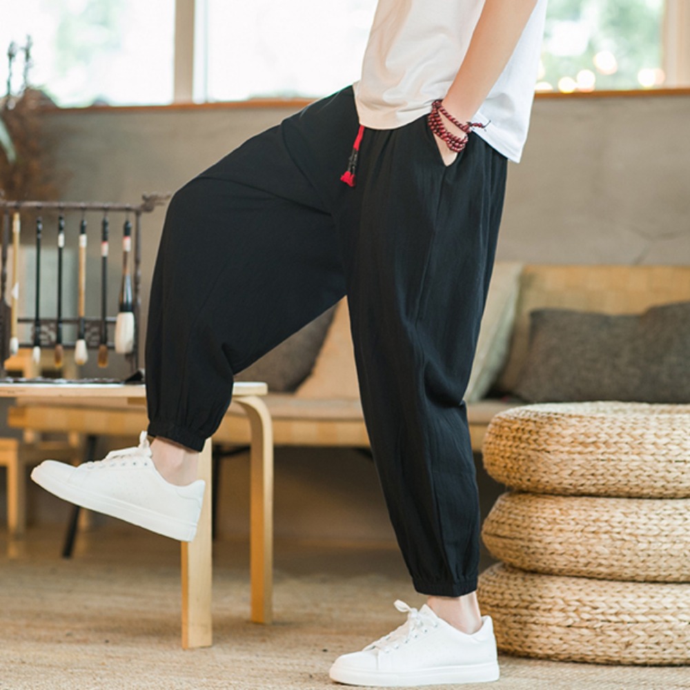 Chino Pants Men - Heren katoenen en linnen harembroek Casual