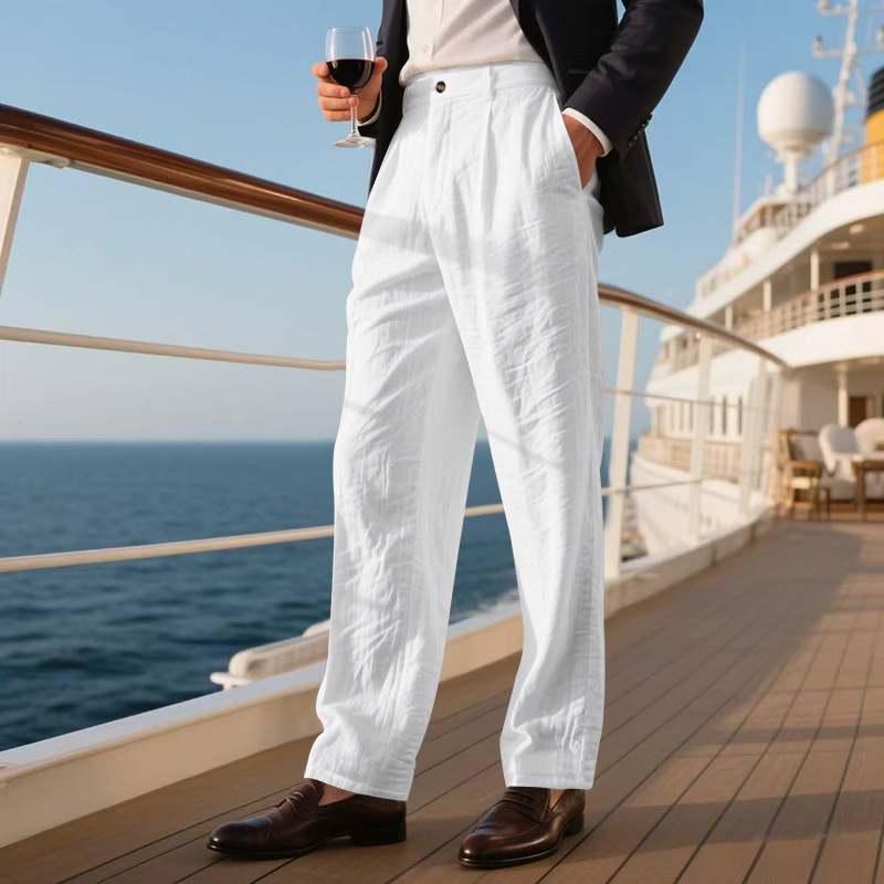 Chino Pants Men - Heren High Waist Geplooide Broek Rechte