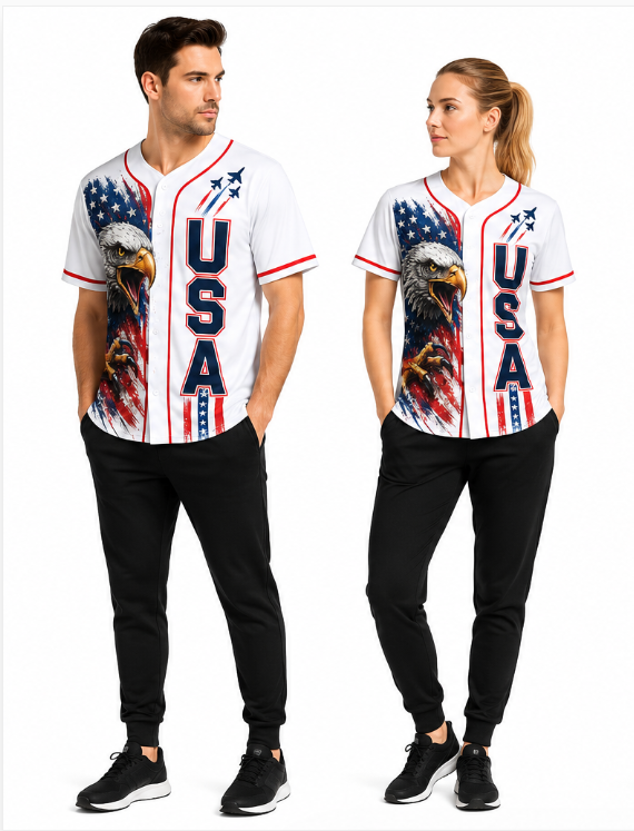 Mens Fashion Baseball Jersey - Honkbalshirt USA 250 Honkbalshirt Retro Liberty