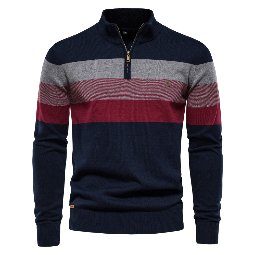 Men'S Fashion Zip Sweater - AIOPESON Heren patchwork trui katoen casual