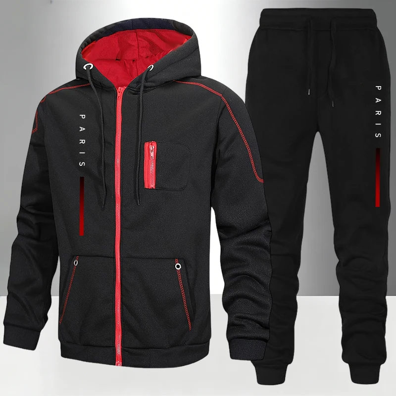 Paris Fashion Men - Heren set/jas/broek Parijs mode ritsjas joggingbroek