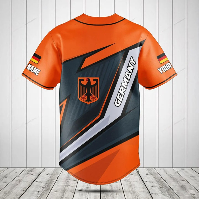 Mens Fashion Baseball Jersey - Gepersonaliseerde Duitsland Shield Graphic Button Shirt