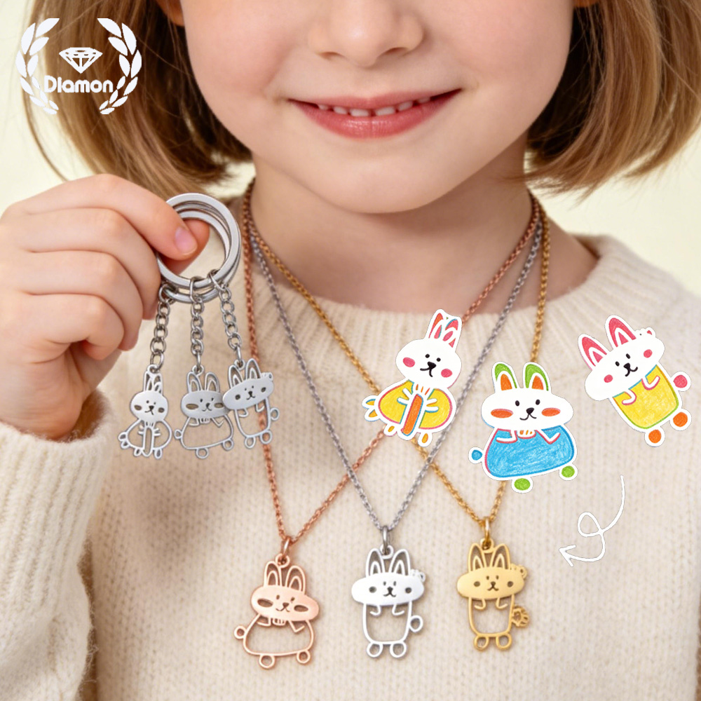 Men Fashion Kids - Diamon Custom kindertekening handgeschilderde ketting armband