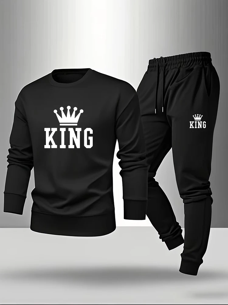 Men Fashion King - King Pringt Heren T-shirt met lange