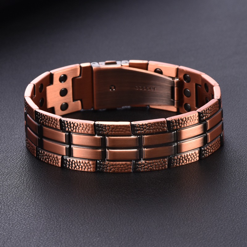 Men'S Fashion Lk - Premium koperen herenarmband, rasterpatroonontwerp, magnetische polsband,