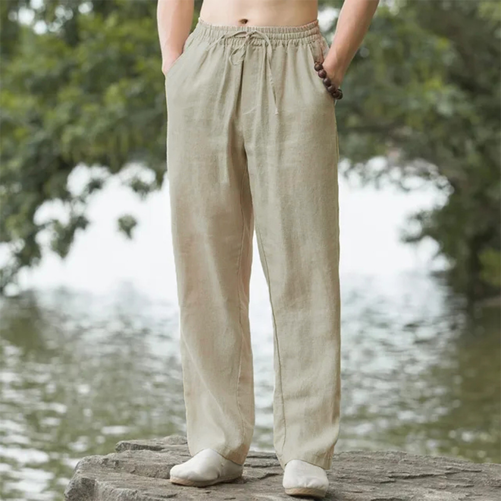 Chino Pants Men - Heren strandbroek joggers streetwear katoen linnen
