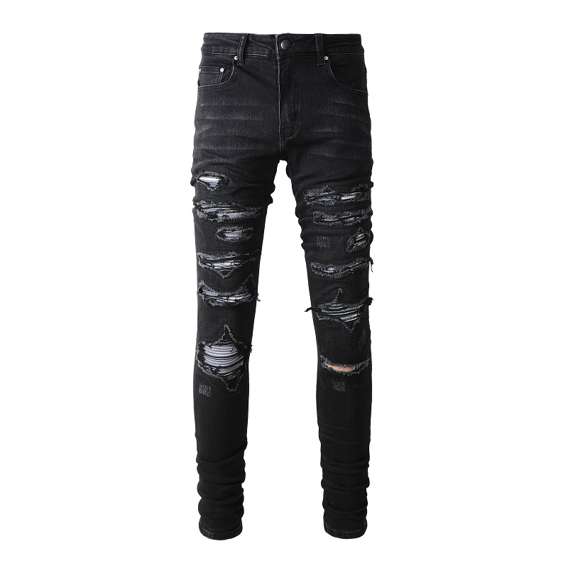 Heren zwarte noodlijdende band - Skinny Jeans Ripped recensie en prijs