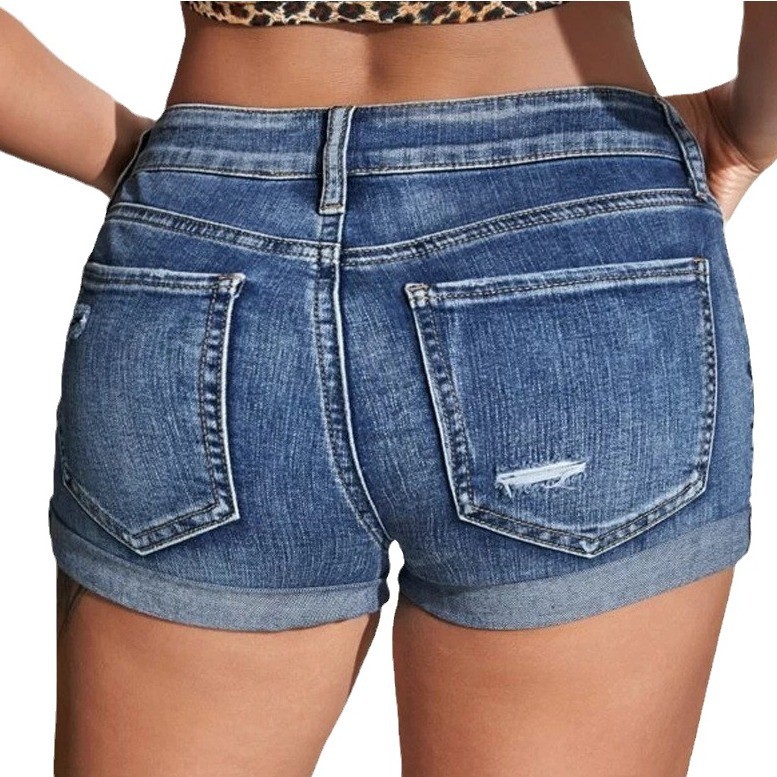 High waist gewassen denim shor - Skinny Jeans Ripped recensie en prijs