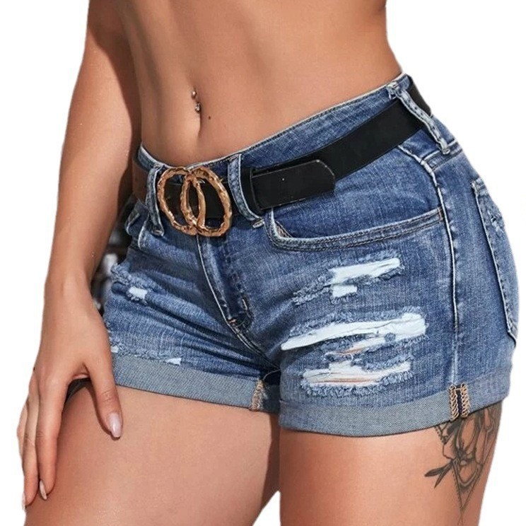 High waist gewassen denim shor - Skinny Jeans Ripped recensie en prijs