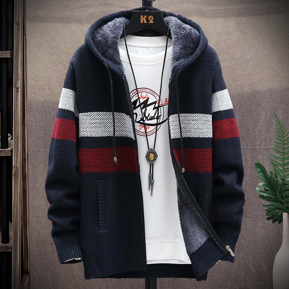 Heren gestreepte trui jas dikk - Men'S Fashion Zip Sweater recensie en prijs
