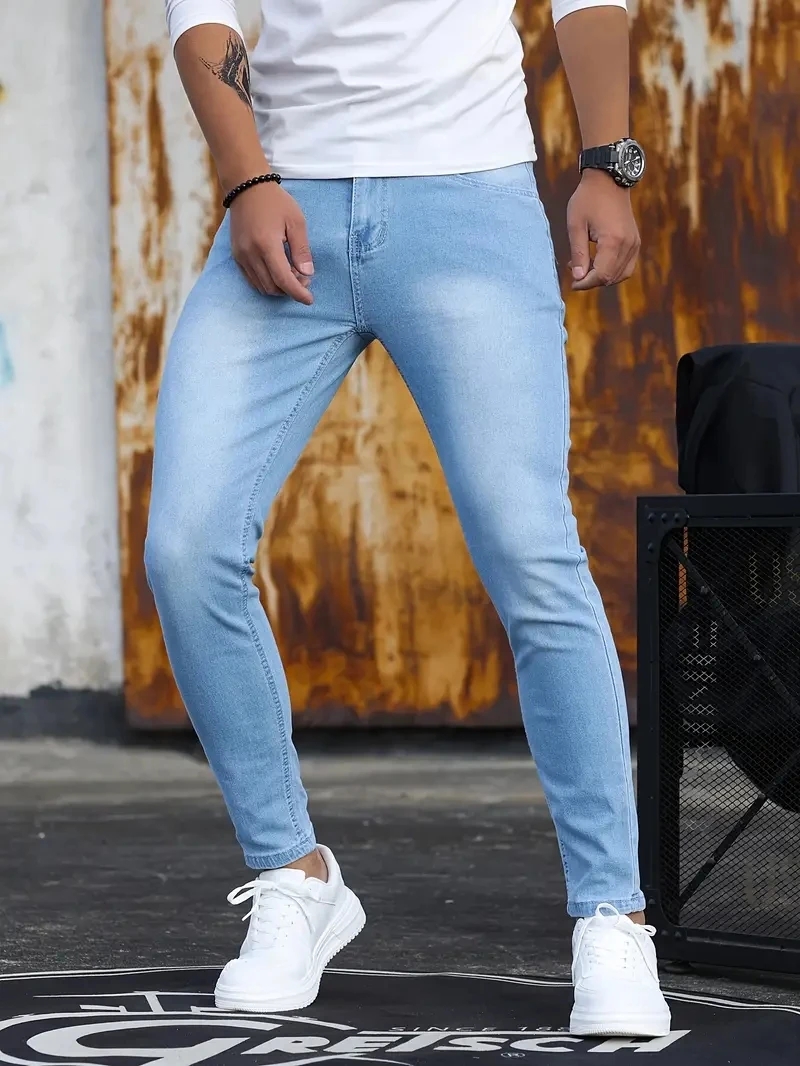 Heren Jeans Hemelsblauw Zwart  - Skinny Jeans Ripped recensie en prijs