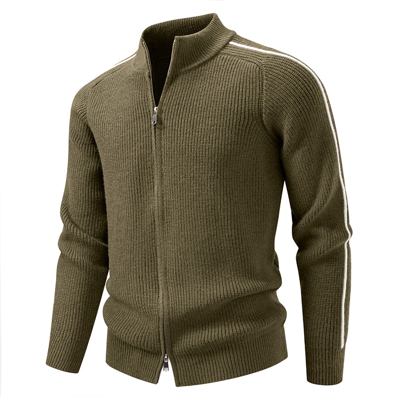 Heren kaki waffle gebreide car - Men'S Fashion Zip Sweater recensie en prijs