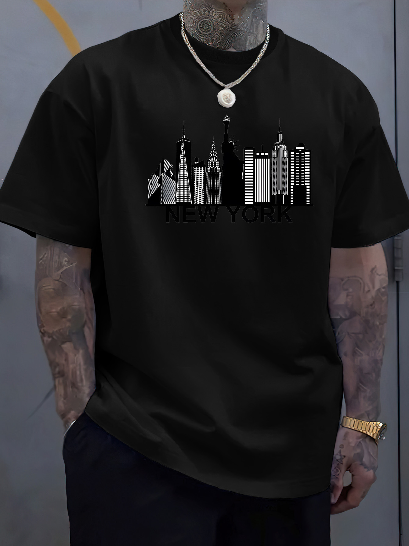 Katoenen heren T-shirt met New - York Men'S Fashion recensie en prijs