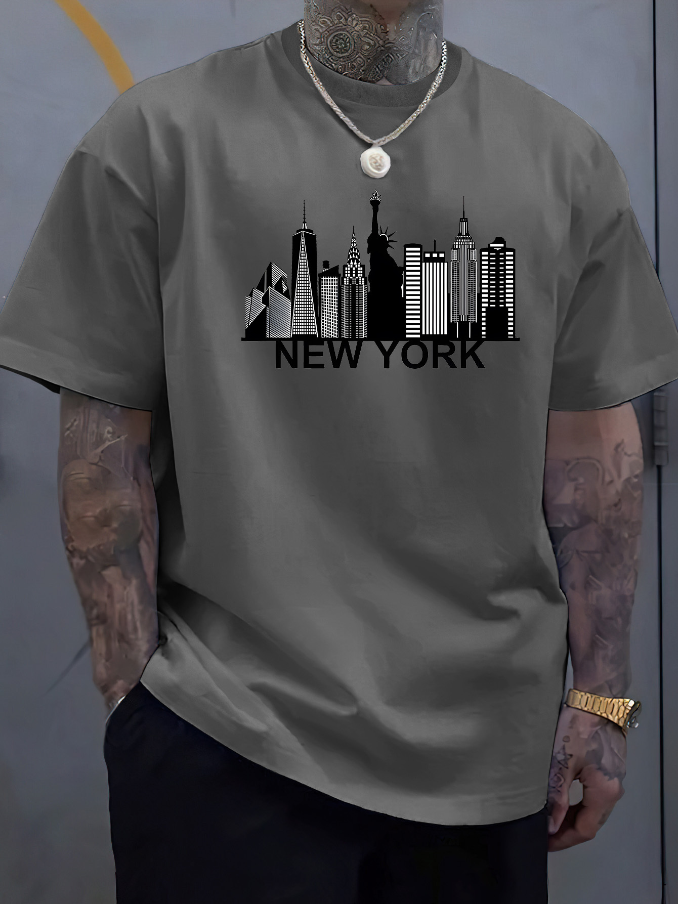 Katoenen heren T-shirt met New - York Men'S Fashion recensie en prijs