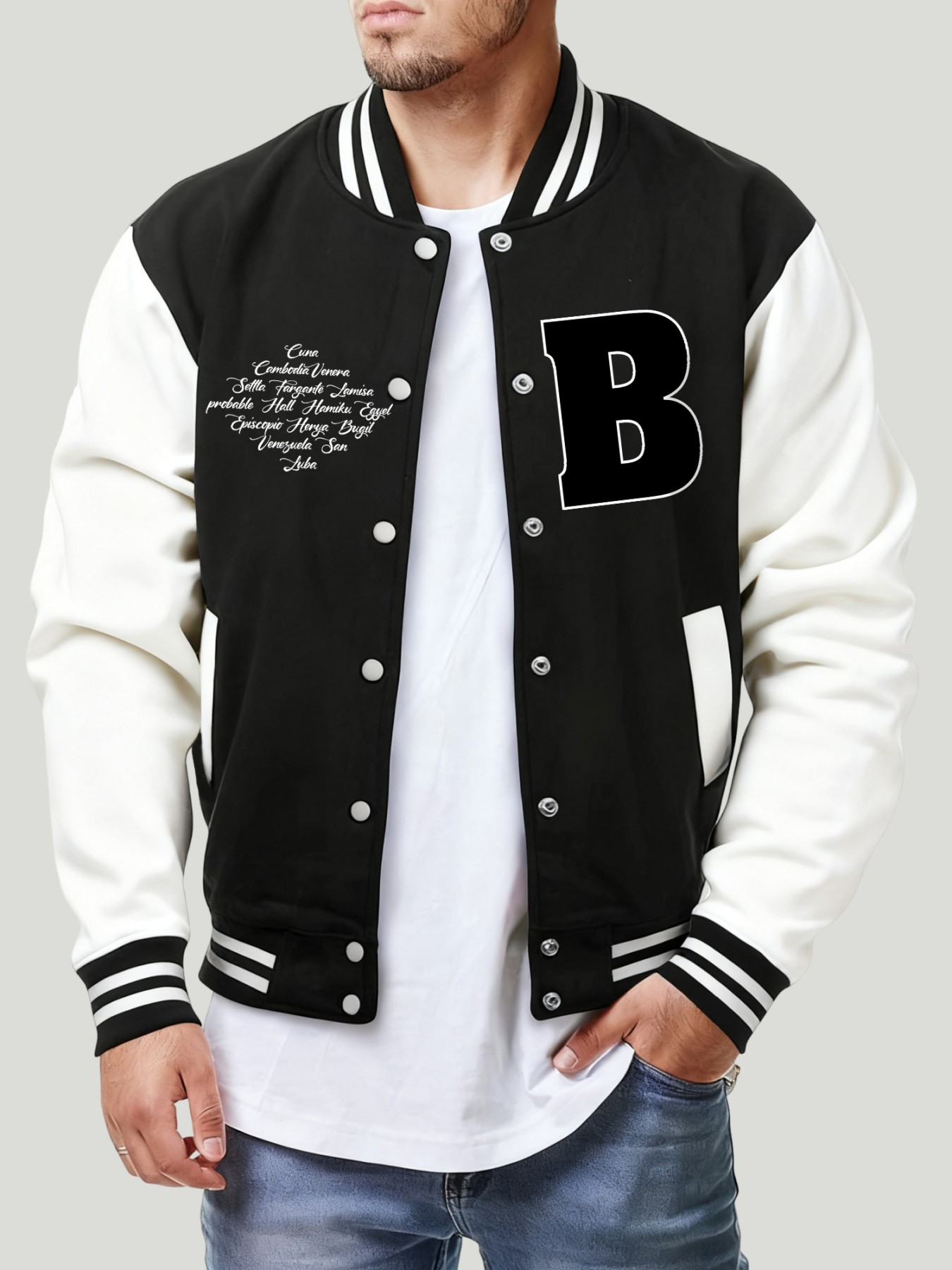 Letter B Verschillende plaatse - Mens Fashion Baseball Jersey recensie en prijs