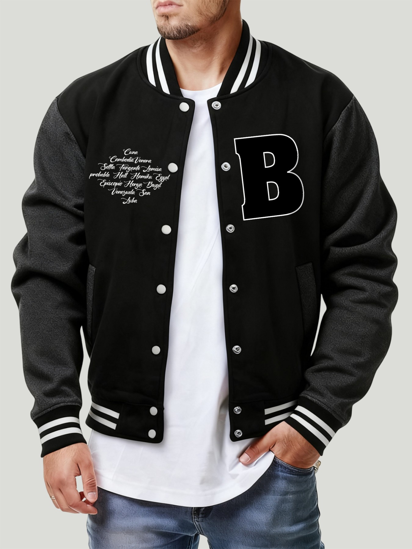 Letter B Verschillende plaatse - Mens Fashion Baseball Jersey recensie en prijs