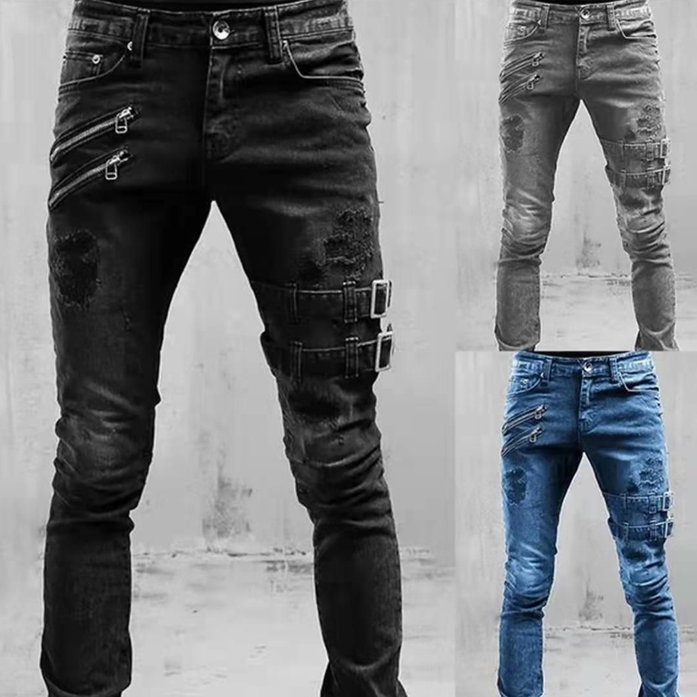 Retro Moto Biker Rechte elasti - Skinny Jeans Ripped recensie en prijs